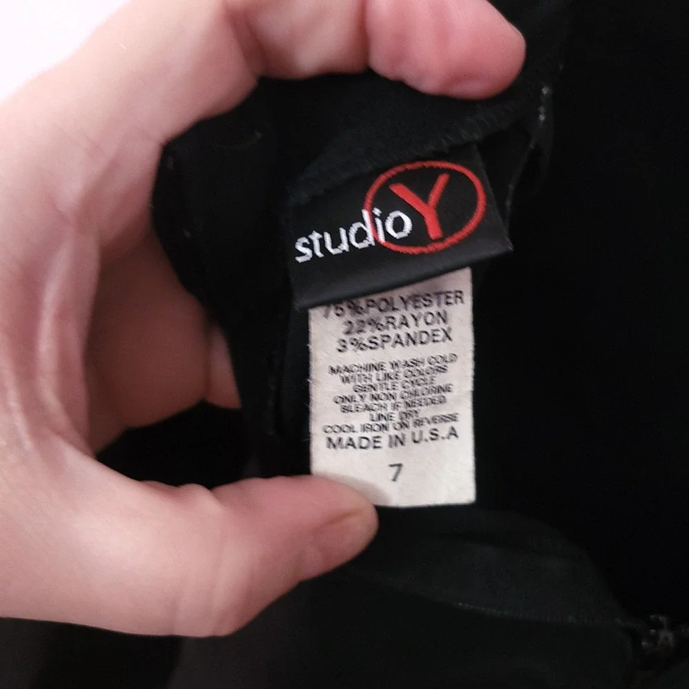 Studio Y Black Maxi Skirt Drawstring Slit 7 Vintage Athleisure Y2k Goth Punk 90s